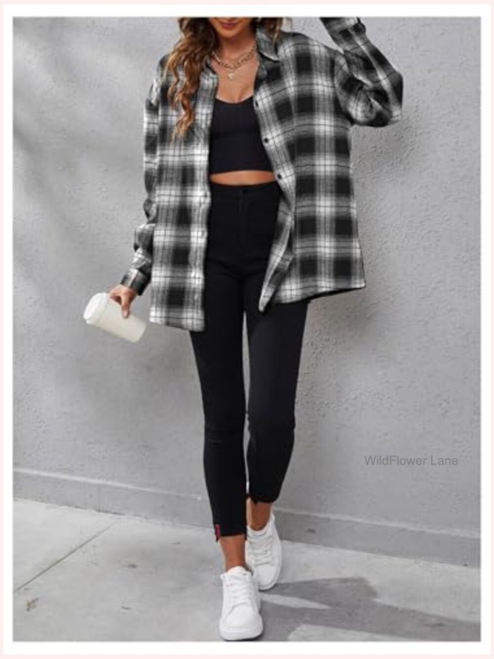 Vintage Plaid Button Down Shirt Long Sleeve Blouse Top - Picture 6 of 6